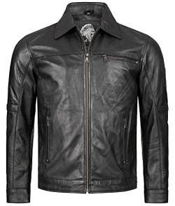 Rock Creek Herren Lederjacke Biker Jacke Echtleder Motorradjacke Leder Jacken Herrenjacke Schwarz Winterjacke Übergangsjacke H-289 Schwarz 3XL von Rock Creek