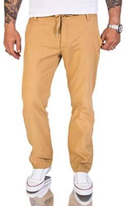 Rock Creek Herren Leinen-Optik Hose Stoffhose Sommerhose Regular Fit Chino Hosen Männer Hose Gummizug Herrenhosen Lang Strandhose RC-2152 Camel W29 L32 von Rock Creek