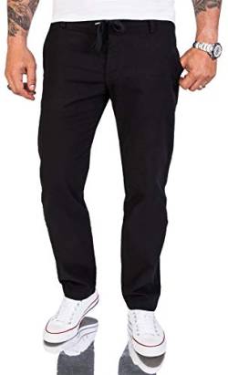 Rock Creek Herren Leinen-Optik Hose Stoffhose Sommerhose Regular Fit Chino Hosen Männer Hose Gummizug Herrenhosen Lang Strandhose RC-2152 Schwarz W29 L30 von Rock Creek