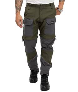 Rock Creek Herren Softshell Hose Cargohose Outdoorhose Wanderhose Herrenhose Wasserdicht Zip-Off Shorts Winterhose Trekkinghose H-309 Dunkelgrün 2XL von Rock Creek