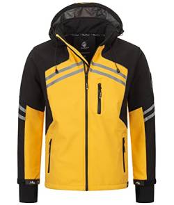 Rock Creek Herren Softshell Jacke Outdoor Jacke Windbreaker Übergangsjacke Anorak Kapuze Regenjacke Winterjacke Herrenjacke Jacket H-285 Gelb 2XL von Rock Creek