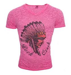 Rock Creek Herren Sommer T-Shirt Kurzarm V Neck Ausschnitt Herrenhemd RC-101 Pink Gr. 4XL von Rock Creek