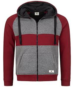 Rock Creek Herren Sweatjacke Hoodie Kapuzenjacke Kapuzenpullover Herren Reißverschluss Pullover Übergangsjacke Fleecejacke Herrenjacke H-278 Grau-Weinrot 2XL von Rock Creek