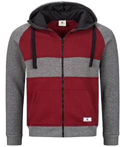 Rock Creek Herren Sweatjacke Hoodie Kapuzenjacke Kapuzenpullover Herren Reißverschluss Pullover Übergangsjacke Fleecejacke Herrenjacke H-278 Weinrot-Hellgrau L von Rock Creek