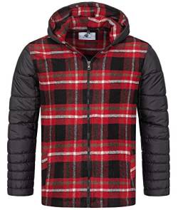 Rock Creek Herren Übergangsjacke Karierte Flanelljacke Gefüttert Holzfällerjacke Holzfällerhemd Kragen Steppjacke Kariert Thermojacke H-265 Rot 5XL von Rock Creek