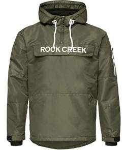 Rock Creek Herren Windbreaker Jacke Übergangsjacke Anorak Schlupfjacke Kapuze Regenjacke Winterjacke Herrenjacke Jacket H-167 Dunkelgrün 4XL von Rock Creek