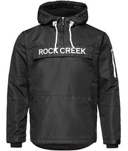 Rock Creek Herren Windbreaker Jacke Übergangsjacke Anorak Schlupfjacke Kapuze Regenjacke Winterjacke Herrenjacke Jacket H-167 Schwarz 3XL von Rock Creek