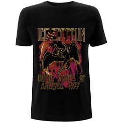 Led Zeppelin Black Flames offiziell Männer T-Shirt Herren (Medium) von Rock Off