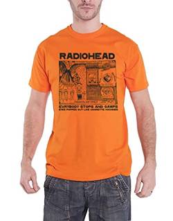 Radiohead T Shirt Gawps Band Logo Nue offiziell Herren Orange M von Rock Off