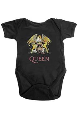 Rock Off Queen Schlafstrampler Classic Crest Band Logo Nue offiziell Schwarz 0 to 24 6-9 Mois von Rock Off