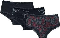 Rock Rebel by EMP Damen 3er Set Schwarze Pantys mit Print L von Rock Rebel by EMP