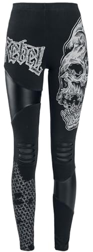 Rock Rebel by EMP Damen Schwarze Leggings mit Prints, Cut-Outs und Kunstledereinsätzen 5XL von Rock Rebel by EMP