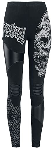 Rock Rebel by EMP Damen Schwarze Leggings mit Prints, Cut-Outs und Kunstledereinsätzen L von Rock Rebel by EMP