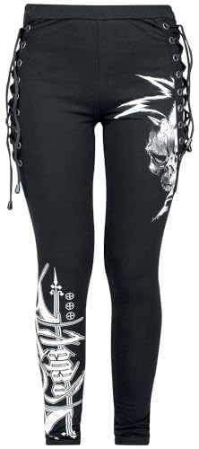 Rock Rebel by EMP Damen Schwarze Leggings mit weißem Print und Schnürung L von Rock Rebel by EMP