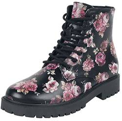 Rock Rebel by EMP Damen schwarze Boots mit floralem Alloverprint EU37 von Rock Rebel by EMP