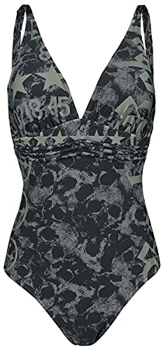 Rock Rebel by EMP Damen schwarzer Badeanzug mit Totenkopf-Muster und Prints L von Rock Rebel by EMP