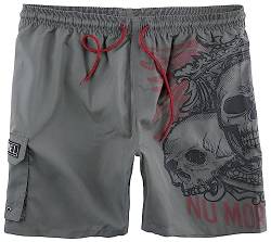 Rock Rebel by EMP Herren Graue Badeshorts mit Totenkopf Print S von Rock Rebel by EMP