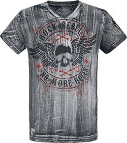 Rock Rebel by EMP Herren Graues T-Shirt mit V-Ausschnitt und Print 3XL von Rock Rebel by EMP