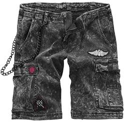 Rock Rebel by EMP Herren graue Jeans-Shorts mit Kette und Patches L von Rock Rebel by EMP