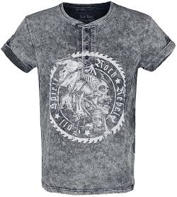 Rock Rebel by EMP Herren graues T-Shirt in Vintage Optik und Knopfleiste L von Rock Rebel by EMP