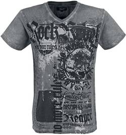 Rock Rebel by EMP Herren graues T-Shirt mit rockigen Allover-Print S von Rock Rebel by EMP