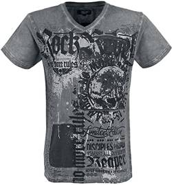 Rock Rebel by EMP Herren graues T-Shirt mit rockigen Allover-Print XL von Rock Rebel by EMP
