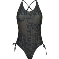 Rock Rebel by EMP - Rock Badeanzug - Swimsuit with Skulls and Lacing - S bis XXL - für Damen - Größe L - schwarz von Rock Rebel by EMP