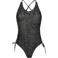 Rock Rebel by EMP - Rock Badeanzug - Swimsuit with Skulls and Lacing - S bis XXL - für Damen - Größe XXL - schwarz von Rock Rebel by EMP