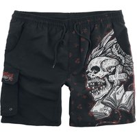 Rock Rebel by EMP - Rock Badeshort - Badeshorts mit Totenkopf Print - S bis M - für Männer - Größe S - schwarz von Rock Rebel by EMP