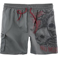 Rock Rebel by EMP - Rock Badeshort - Graue Badeshorts mit Totenkopf Print - S - für Männer - Größe S - grau von Rock Rebel by EMP