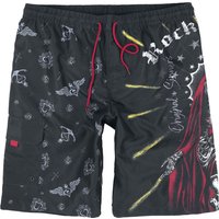 Rock Rebel by EMP - Rock Badeshort - Swim Shorts With Old School Print - S bis XXL - für Männer - Größe S - schwarz von Rock Rebel by EMP