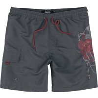 Rock Rebel by EMP - Rock Badeshort - Swim Shorts With Roses - S bis XXL - für Männer - Größe L - dunkelgrau von Rock Rebel by EMP