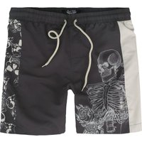 Rock Rebel by EMP - Rock Badeshort - Swim Shorts With Skeleton Print - S bis XXL - für Männer - Größe S - dunkelgrau von Rock Rebel by EMP