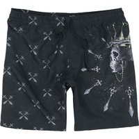 Rock Rebel by EMP - Rock Badeshort - Swim Shorts With Skullking and Sword - S bis XXL - für Männer - Größe M - schwarz von Rock Rebel by EMP