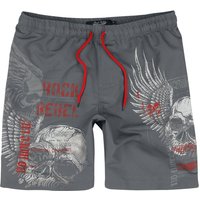 Rock Rebel by EMP - Rock Badeshort - Swim Shorts with Skull Print - S bis XXL - für Männer - Größe M - grau von Rock Rebel by EMP