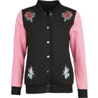 Rock Rebel by EMP - Rock Collegejacke - College Sweat Jacket with Skull Prints - S bis XXL - für Damen - Größe L - schwarz/pink von Rock Rebel by EMP