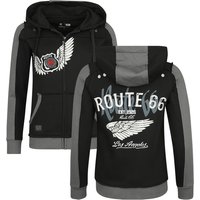 Rock Rebel by EMP - Rock Kapuzenjacke - Rock Rebel X Route 66 - Hoody Jacket - S bis XXL - für Damen - Größe S - schwarz von Rock Rebel by EMP