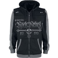 Rock Rebel by EMP - Rock Kapuzenjacke - Schwarze Kapuzenjacke mit Rock Rebel und Skull-Prints - S bis 5XL - für Männer - Größe 3XL - schwarz von Rock Rebel by EMP