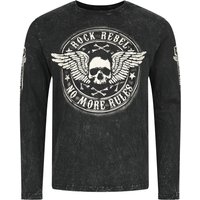 Rock Rebel by EMP - Rock Langarmshirt - schwarzes Langarmshirt mit Print und Rundhalsausschnitt - L bis 4XL - für Männer - Größe XL - schwarz von Rock Rebel by EMP