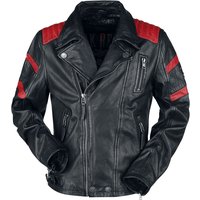 Rock Rebel by EMP - Rock Lederjacke - Schwarz/Rote Biker Lederjacke - S bis 4XL - für Männer - Größe 3XL - schwarz/rot von Rock Rebel by EMP