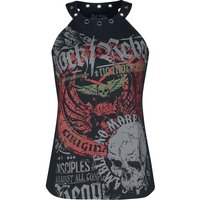 Rock Rebel by EMP - Rock Neckholder - Top mit Print und Ösen Rock Rebel - S bis XXL - für Damen - Größe L - schwarz von Rock Rebel by EMP