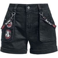 Rock Rebel by EMP - Rock Short - Bequeme Shorts mit Patches und Riemen - 27 bis 29 - für Damen - Größe 27 - schwarz von Rock Rebel by EMP