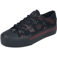 Rock Rebel by EMP - Rock Sneaker - LowCut Plateau Sneaker mit Kreuz und Rosen Print - EU37 bis EU41 - für Damen - Größe EU41 - schwarz von Rock Rebel by EMP