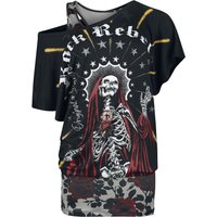 Rock Rebel by EMP - Rock T-Shirt - Double Layer T-Shirt With Large Frontprint - S bis L - für Damen - Größe S - schwarz von Rock Rebel by EMP