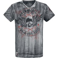 Rock Rebel by EMP - Rock T-Shirt - Graues T-Shirt mit V-Ausschnitt und Print - M bis 5XL - für Männer - Größe XXL - grau von Rock Rebel by EMP