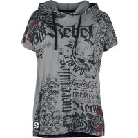 Rock Rebel by EMP - Rock T-Shirt - Lässig geschnittenes T-Shirt mit Prints und Kapuze - XS bis 5XL - für Damen - Größe 3XL - grau von Rock Rebel by EMP