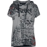 Rock Rebel by EMP - Rock T-Shirt - Lässig geschnittenes T-Shirt mit Prints und Kapuze - XS bis 5XL - für Damen - Größe 4XL - grau von Rock Rebel by EMP