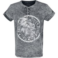 Rock Rebel by EMP - Rock T-Shirt - T-Shirt in Vintage Optik und Knopfleiste - S bis 5XL - für Männer - Größe 5XL - schwarz von Rock Rebel by EMP