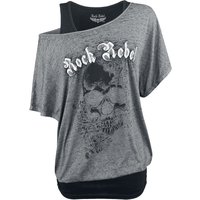 Rock Rebel by EMP - Rock T-Shirt - When The Heart Rules The Mind - S bis XXL - für Damen - Größe S - grau von Rock Rebel by EMP