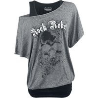 Rock Rebel by EMP - Rock T-Shirt - When The Heart Rules The Mind - S bis XXL - für Damen - Größe XXL - grau von Rock Rebel by EMP